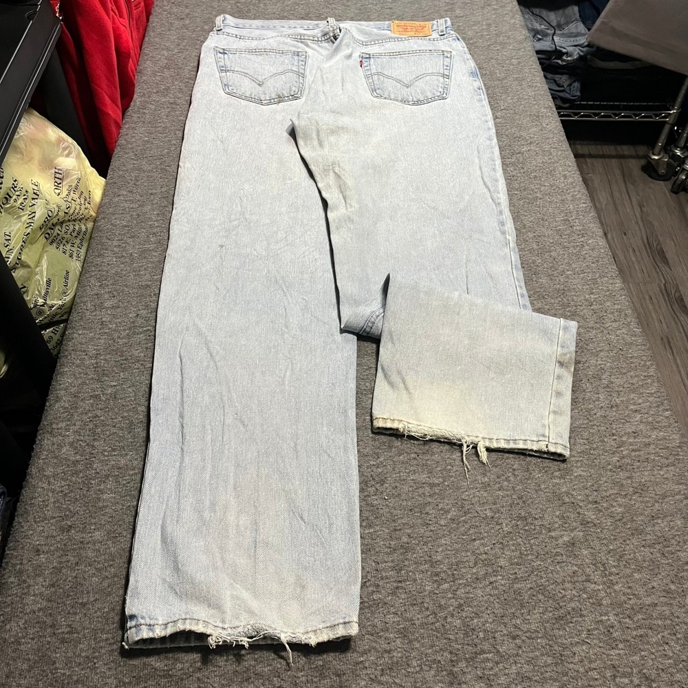 Levis 550 Relaxed Fit Light Wash Distressed Jeans Mens 36x34 Faded Denim